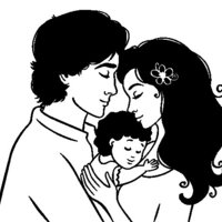 Desenho de Família dando um abraço para colorir