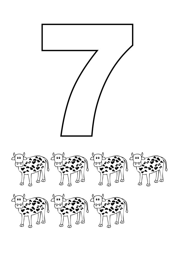 Desenho de Número 7 com figuras para colorir - Tudodesenhos