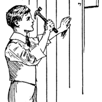 Desenho de Carpinteiro pregando porta para colorir
