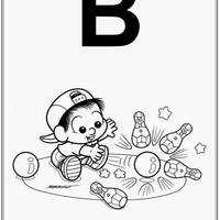 Desenho de Alfabeto da Turma da Monica Letra B para colorir
