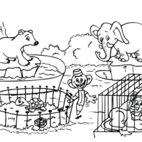 Desenho de Jaulas dos animais do zoológico para colorir