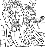 Desenho de Batman prendendo Coringa para colorir