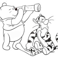 Desenho de Pooh e o telescópio para colorir