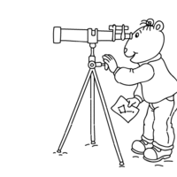 Desenho de Ursinho e o telescópio para colorir