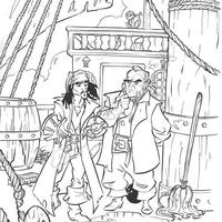 Desenho de Jack sparrow no navio para colorir