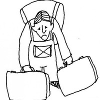 Desenho de Homem carregando malas pesadas para colorir