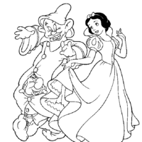 Desenho de Branca de Neve e anões juntos para colorir