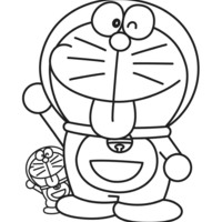 Desenho de Doraemon e Doraemon baby para colorir