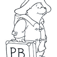 Desenho de Paddington carregando mala para colorir