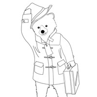 Desenho de Urso Paddington viajante para colorir