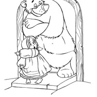 Desenho de Masha e o Urso na porta para colorir