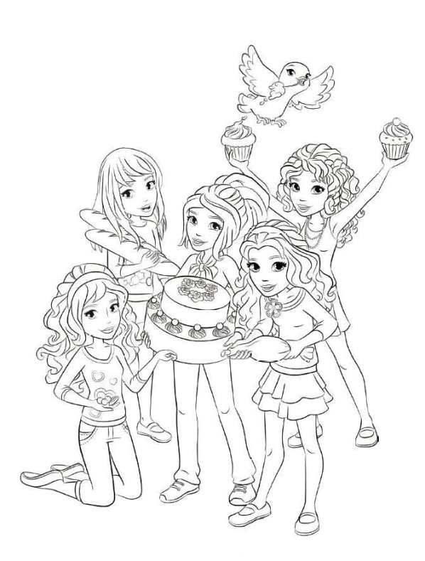 desenho de lego friends na festa de aniversário para