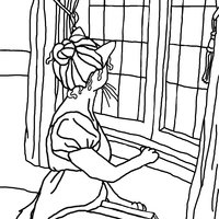 Desenho de Mulher na janela para colorir