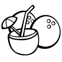 Desenho de Suco dentro do coco para colorir
