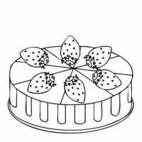 Desenho de Torta de chocolate com morango para colorir