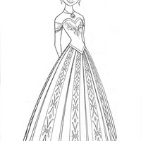 Desenho de Anna em vestido elegante para colorir