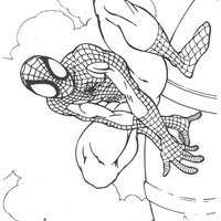 Desenho de Homem Aranha esperando ataque para colorir