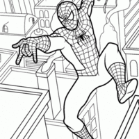 Desenho de Homem Aranha saltando para colorir