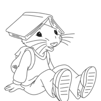 Desenho de Stuart Little com livro na cabeça para colorir