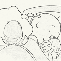 Desenho de Caillou dormindo para colorir
