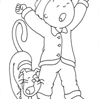 Desenho de Caillou e o gato Gilbert para colorir