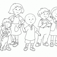 Desenho de Caillou em família para colorir