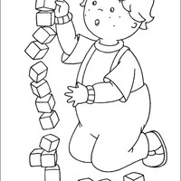 Desenho de Caillou montando torre para colorir