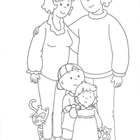 Desenho de Família do menino Caillou para colorir