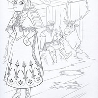 Desenho de Anna esperando Kristoff e Sven para colorir
