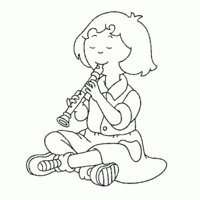 Desenho de Sarah tocando flauta para colorir