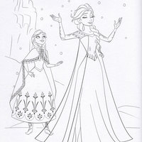 Desenho de Anna encantada com poderes de Elsa para colorir