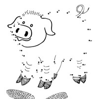 Desenho de Ligar pontos - Porquinho para colorir