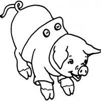 Desenho de Porco com camiseta para colorir