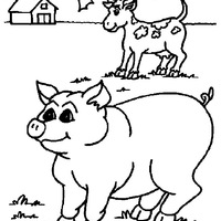 Desenho de Porco e vaca para colorir