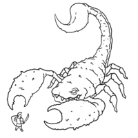 Desenho de Escorpião gigante atacando soldado para colorir