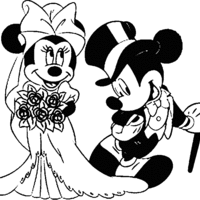Desenho de Minnie e Mickey se casando para colorir