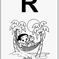 Desenho de Alfabeto da Turma da Monica Letra R para colorir