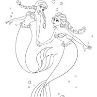 Desenho de Elsa e Anna sereias para colorir