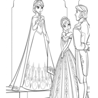Desenho de Elsa, Anna e Hans para colorir