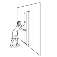 Desenho de Homem fechando a porta para colorir