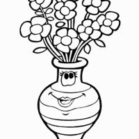 Desenho de Vaso com florezinhas para colorir