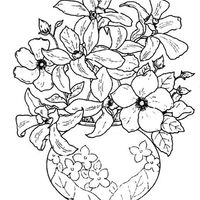Desenho de Vaso de flores tropicais para colorir
