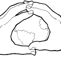 Desenho de Mão e Terra para colorir
