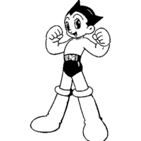Desenho de Astro Boy e seus poderes para colorir