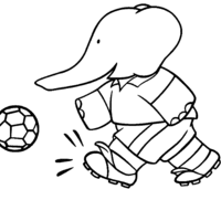 Desenho de Babar jogando bola para colorir