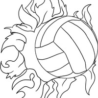 Desenho de Bola de vôlei e fogo para colorir