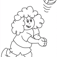 Desenho de Menina brincando de vôlei para colorir