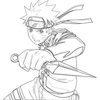 Desenho de Naruto e sua arma para colorir
