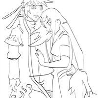 Desenho de Naruto Uzumaki consolando Hinata para colorir