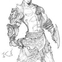 Desenho de Kratos do jogo God of War para colorir
